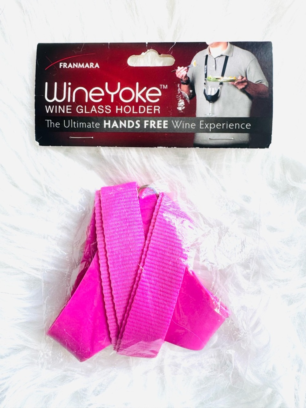 WineYoke Hands-Free Pink Wine Glass Holder
